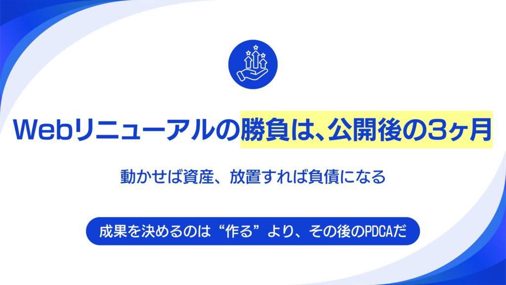 Webリニューアル成功の鍵は「公開後3ヶ月」。成果を出すPDCAの回し方。